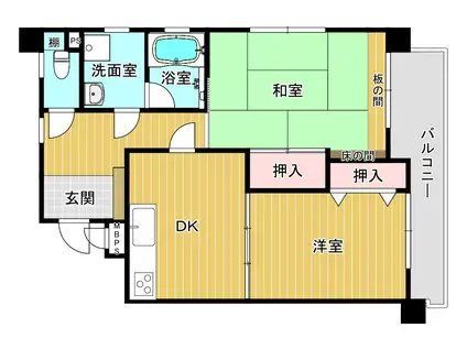 ライオンズマンション米子角盤町(2LDK/5階)の間取り写真