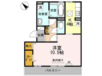 オッツ東川口(1K/1階)の間取り写真