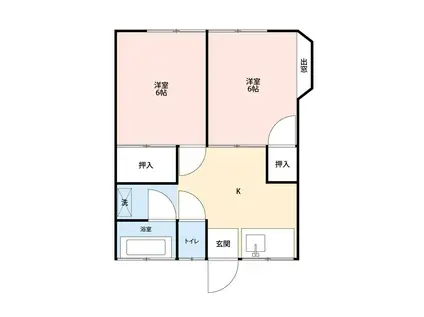 YKC久那(2DK/1階)の間取り写真
