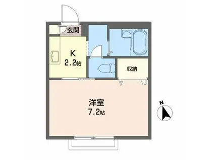 HAUS KAHN(1K/2階)の間取り写真