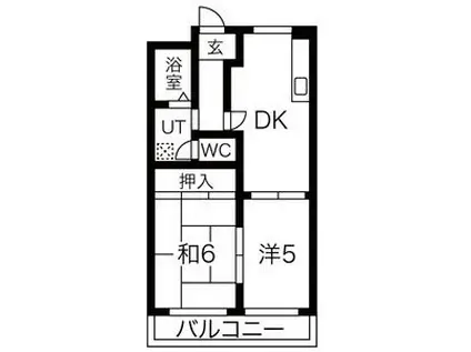 ヴィラロイヤル(2DK/1階)の間取り写真