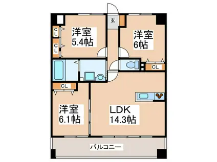 YS COURT三保(3LDK/3階)の間取り写真