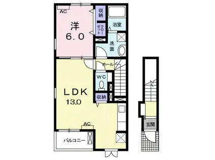 ウイング フィルIII(1LDK/2階)の間取り写真