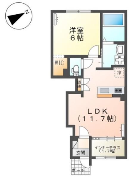 ディオ ポルテ(1LDK/1階)の間取り写真
