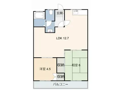 フローラルハイツ(2LDK/1階)の間取り写真