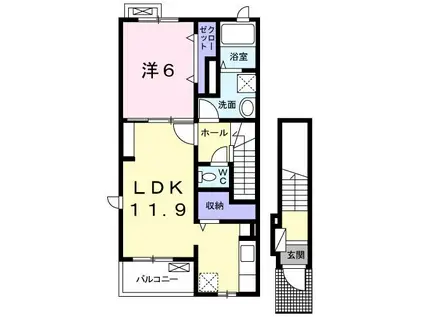 ベル・フルール(1LDK/2階)の間取り写真