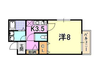 クレール上祇園(1K/1階)の間取り写真