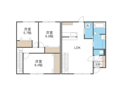 レガーメ稲穂45 壱番館(3LDK/1階)の間取り写真