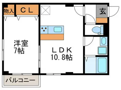 メゾン・ド・ボワIII(1LDK/2階)の間取り写真