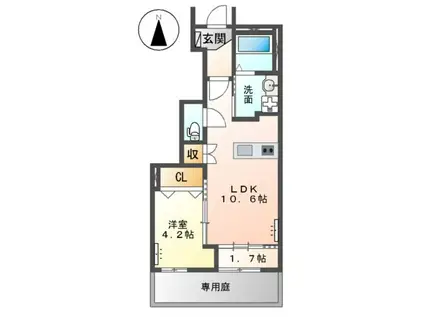 ベル・ボヌール(1LDK/1階)の間取り写真