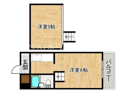 メゾンオリビア甲斐I(1K/2階)の間取り写真