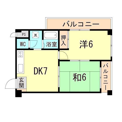 ベアコート塚口(2DK/4階)の間取り写真