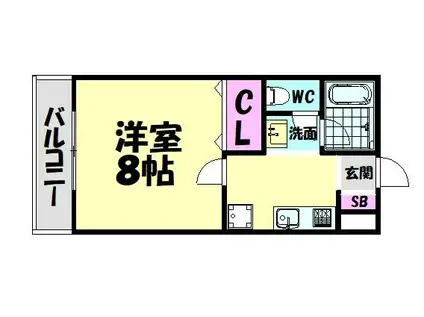 ボヌール鳳II(1K/1階)の間取り写真