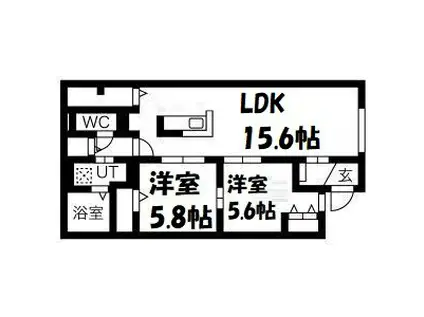 ラシーネ本陣(2LDK/1階)の間取り写真