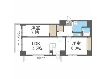 COMODO22 コモド22(2LDK/9階)の間取り写真