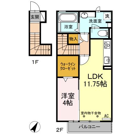 スカイハイツTM(1LDK/2階)の間取り写真