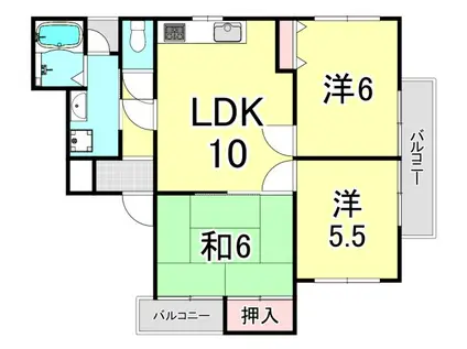 IO甲陽園(3LDK/2階)の間取り写真