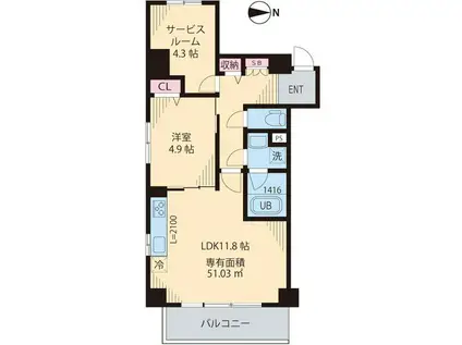 KMT THE PARK(1SLDK/6階)の間取り写真