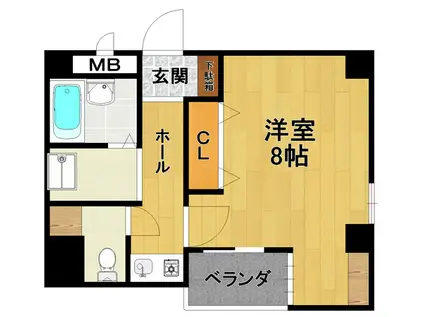 アクトアベンテ伊丹(ワンルーム/8階)の間取り写真