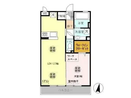 アクアフィールド(1LDK/3階)の間取り写真