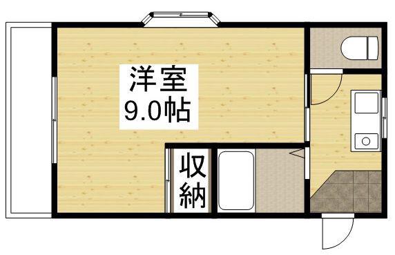 サンハイム長岡(1K/3階)の間取り写真
