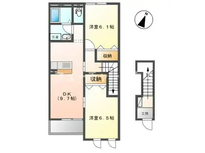 アマビーレ(2DK/2階)の間取り写真