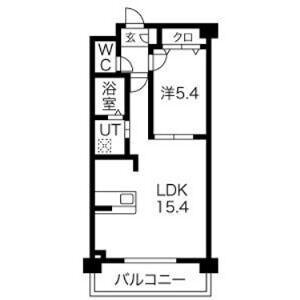 ロイヤルガーデン秋葉(1LDK/2階)の間取り写真