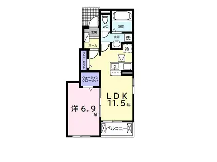 今津朝山アパートI(1LDK/1階)の間取り写真