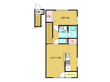 クリスタルステージII(1LDK/2階)の間取り写真