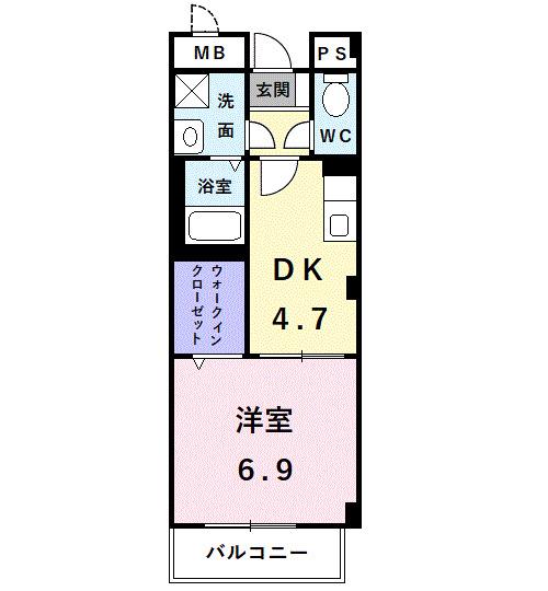 ソレアードスール(1DK/4階)の間取り写真