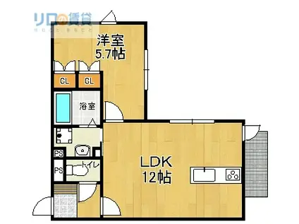 A.LUXS(1LDK/1階)の間取り写真