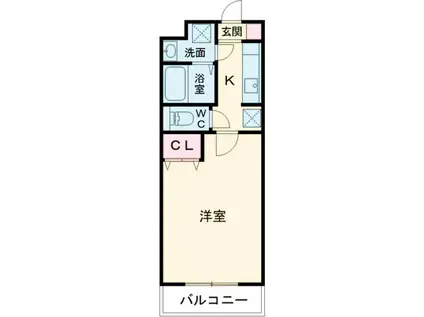 ハミング愛野(1K/2階)の間取り写真