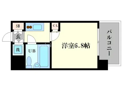 CLASS HILLS難波南(1K/2階)の間取り写真