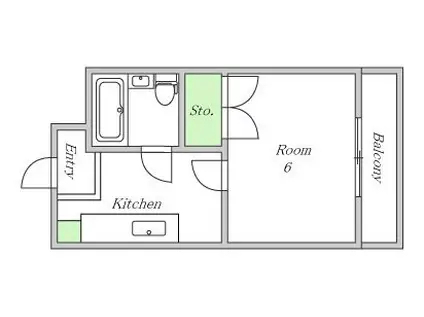 ミューレン帝塚山(1K/2階)の間取り写真