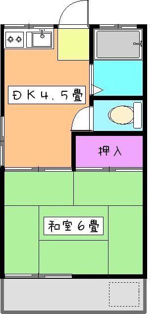 レジデンス星乃(1DK/2階)の間取り写真