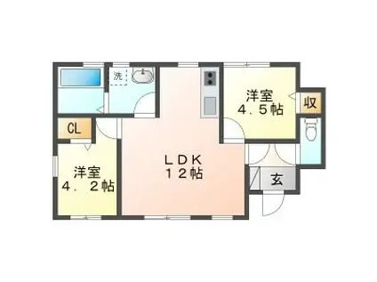 リーブルファイン島栄町(2LDK/1階)の間取り写真