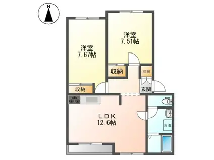 サンフォレストA(2LDK/2階)の間取り写真