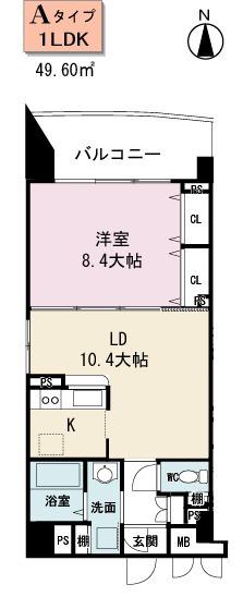 ビラージュプラム(1LDK/6階)の間取り写真