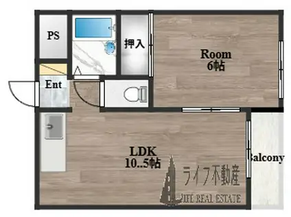 岩崎ハイツ(1LDK/4階)の間取り写真