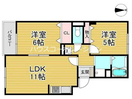 ビューラー藤木(2LDK/1階)の間取り写真