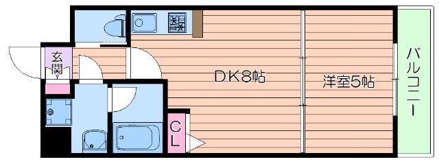 ベルファース緑地公園(1DK/7階)の間取り写真