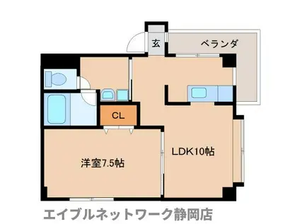 人宿町第二コーポ(1LDK/2階)の間取り写真