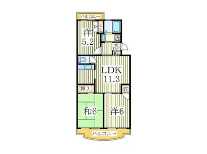 ジュネ向山一番館(3LDK/3階)の間取り写真