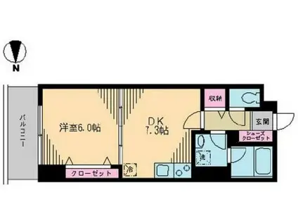 クレドラテース白河(1DK/6階)の間取り写真