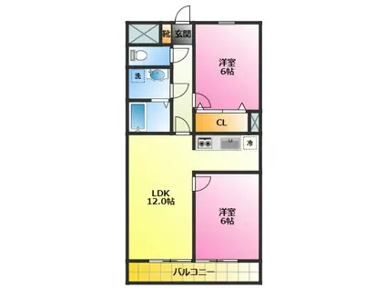 アクロスコート苅宿(2LDK/4階)の間取り写真