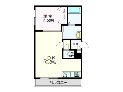 コムズ大谷地(1LDK/4階)の間取り写真