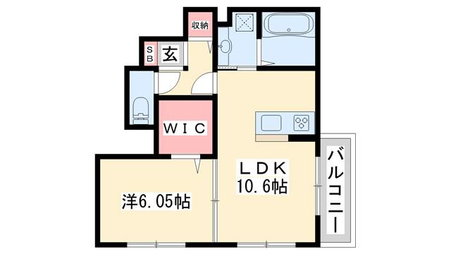 SUMIKA B棟(1LDK/1階)の間取り写真