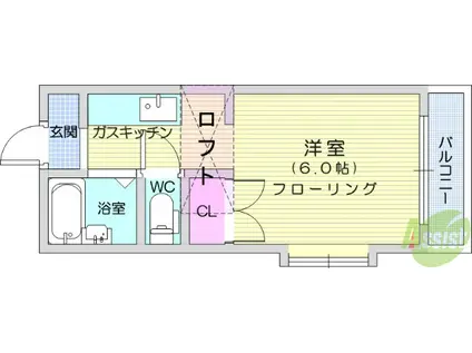ヤギヤマフレンド(ワンルーム/2階)の間取り写真