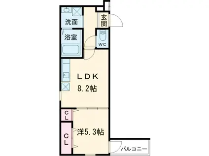 フジパレス花園中央公園南II番館(1LDK/2階)の間取り写真