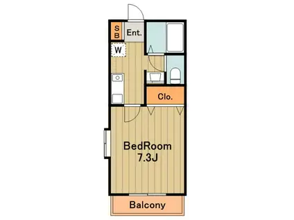 フェリカK(1K/2階)の間取り写真